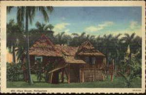 Philippines Nipa House Linen Postcard