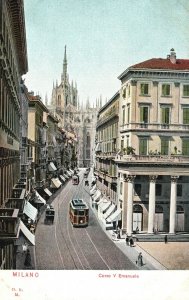 Vintage Postcard 1910's Corso V. Emanuele Milano Italy