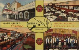 Chicago IL Math Igler's Casino Linen Multi-View Postcard
