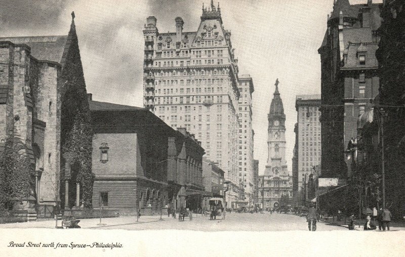 Philadelphia Pennsylvania, Broad Street North From Spruce Vintage Postcard c1900