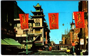 VINTAGE POSTCARD SAN FRANCISCO CHINATOWN CABLE CAR GRANT AVENUE