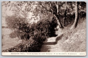 C R Childs~Romance Trail Camp Aurora On Lake Geneva B&W~Vintage Postcard