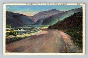 Carmel San Simeon Highway CA-California Little Sur River Linen Postcard 