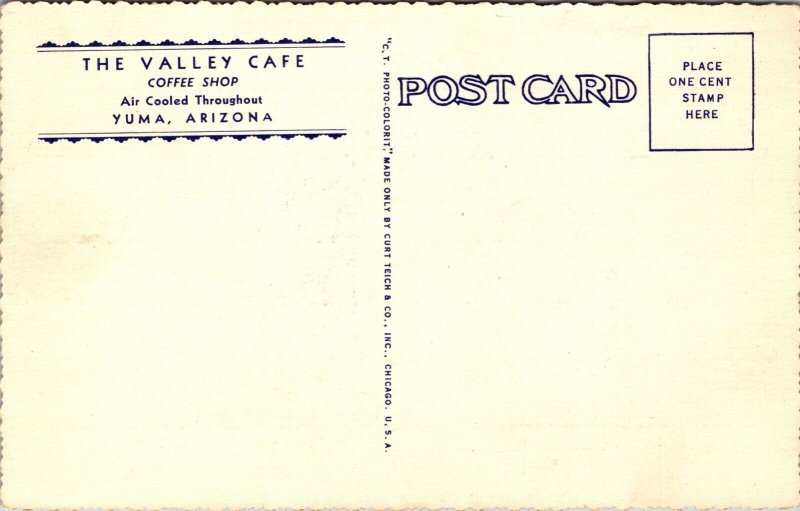 Linen Postcard The Valley Cafe Coffee Shop in Yuma, Arizona~138553