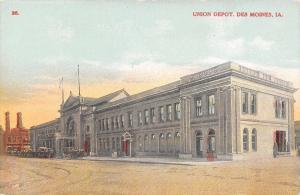 Des Moines Iowa~Union Railroad Depot~1910 Postcard