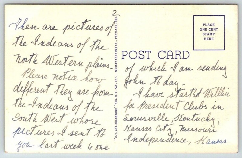 Vintage New Mexico Postcard -  Native American Indian  Pow Wow War Dance