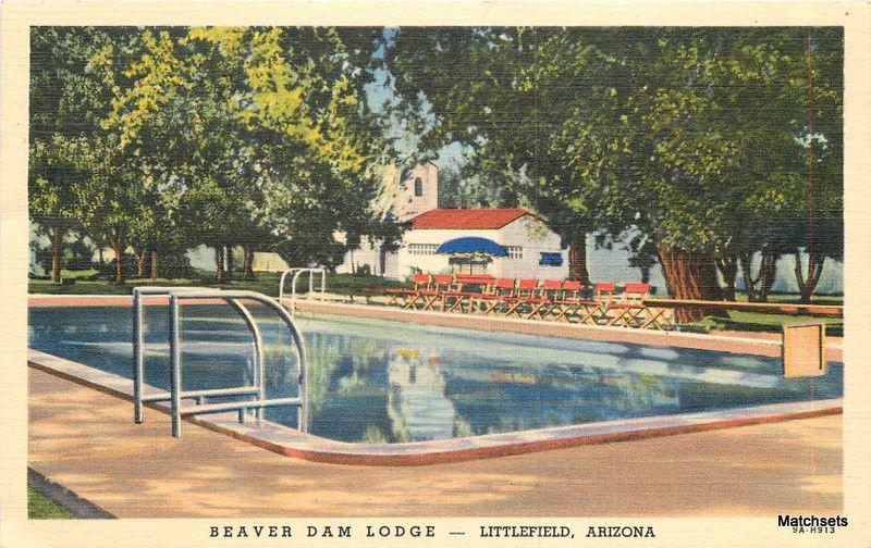 Beaver Dam Lodge Pool LITTLEFIELD ARIZONA Linen Curt Teich postcard 10206