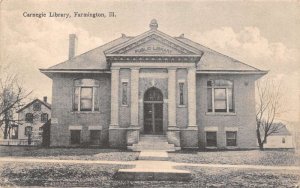 Farmington Illinois Carnegie Library, B/W Lithograph Vintage Postcard U16137