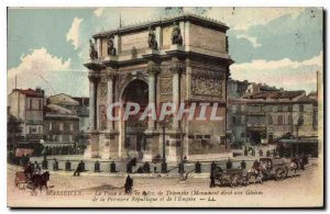 Old Postcard Marseille Place d'Aix and Arc de Triomphe Monument to the high g...