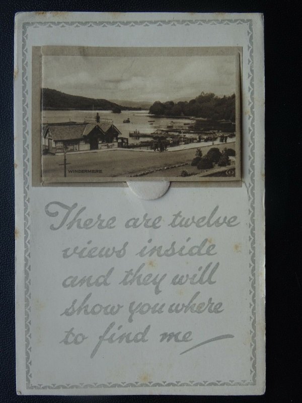 Cumbria 12 Image NOVELTY The English Lake District PULL-OUT c1930's Postcard