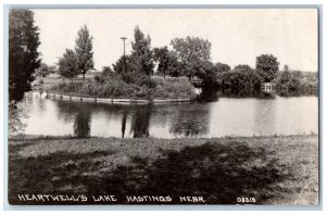 Hastings Nebraska NE Postcard RPPC Photo View Of Heartwell's Lake c1910's