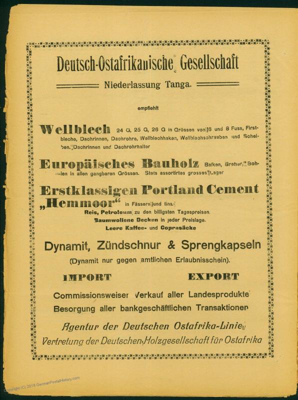 Germany 1910 E Africa Deutsche Ost-Afrika Usambara Post Complete Newspaper 73337