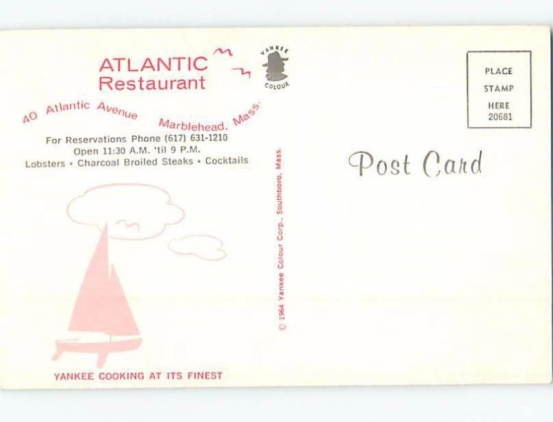 Unused Pre-1980 RESTAURANT SCENE Marblehead Massachusetts MA B9017