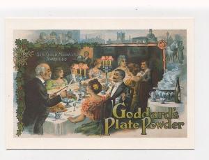 ad0869 - advert for Goddards Plate Powder - people dine at table - art postcard