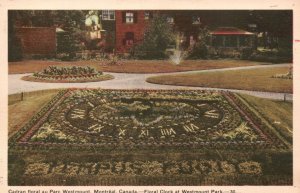 Vintage Postcard 1920's Floral Clock at Westmount Park Montreal Canada CAN