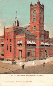 SACRAMENTO, California CA  POST OFFICE & Street~Newspaper Cart? c1900's Postcard