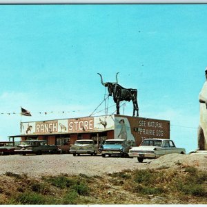 c1950s Kadoka, SD Ranch Store Chrome Photo Postcard Chevy Impala Prairie Dog A18