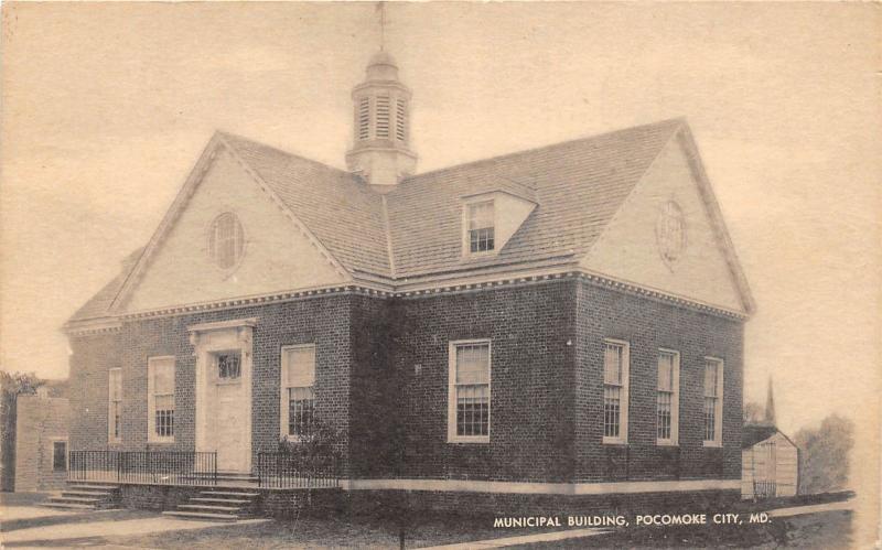 A72/ Pokomoke City Maryland Md Postcard c1940s Municipal Building