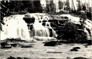 RPPC Real Photo Postcard MI Bond Falls Waterfalls Ontonagon River 1949 S70