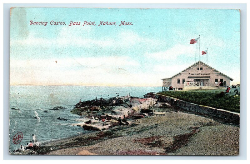 1907 Nahant MA Dancing Casino Postcard Bass Point