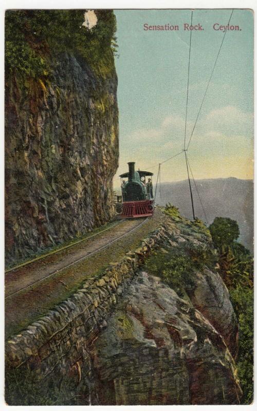 Sri Lanka / Ceylon; Sensation Rock PPC, 1912 PMK, To Miss Caddy, Lymington 