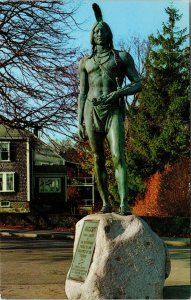 Statue Indian Chief Massasoit Plymouth Massachusetts MA VTG Postcard UNP Unused 