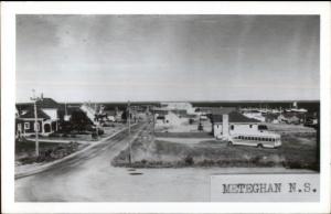 Meteghan NS View of Town & Old Bus c1940s-50s Real Photo Postcard jrf
