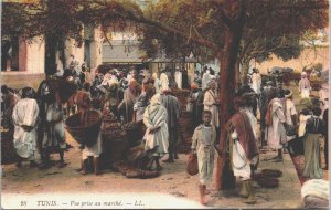 Tunisia Tunis View Taken at the Market Vintage Postcard 09.36