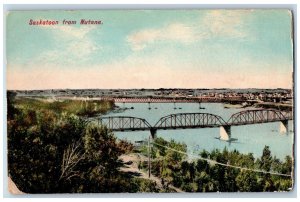 Saskatoon Saskatchewan Canada Postcard Bridge View from Nutana c1905