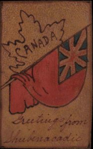 Canada Flag & Leaf Patriotic on Leather c1905 Used Postcard