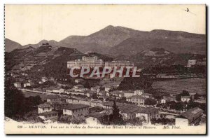 Menton Old Postcard View of the valley and Winter Borrigo hotels and Riviero