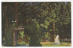 City Park Coeur d'Alene Idaho 1957 postcard