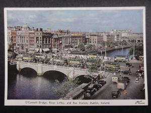 Ireland DUBLIN O'CONNELL BRIDGE, LIFFEY & BUS STATION c1950's by Irish Printers