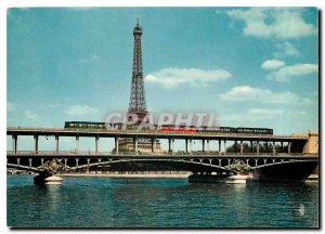 Modern Postcard The Eiffel Tower The Seine at the bridge Bir Hakeim