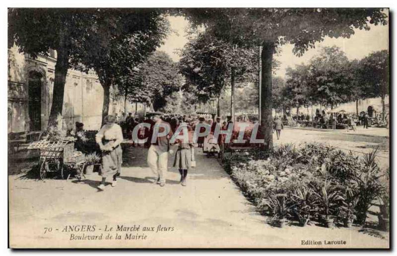 Old Postcard Angers The flower market Boulevard TOP mayor