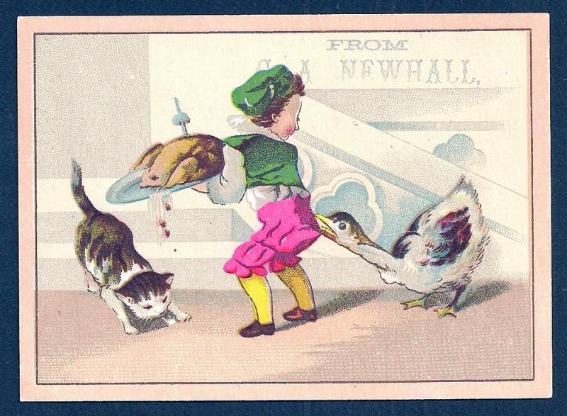 VICTORIAN TRADE CARDS (5) GA Newhall Children w/Animals