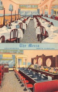 THE MECCA RESTAURANT GREENSBORO NORTH CAROLINA MILITARY MAIL POSTCARD 1944