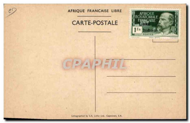 Postcard Modern Army Brazzaville AEF Arrive General de Gaulle in the capital ...