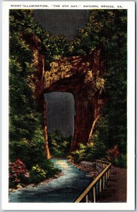 Night Illumination The 6th Day Natural Bridge Virginia VA Blue Ridge Postcard