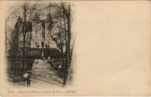 CPA Pau Entree du Chateau, vue prise du Parc FRANCE (1124320)