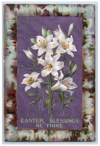 1909 Easter Blessing Lilies Flowers Embossed Muncie Indiana IN Antique Postcard 