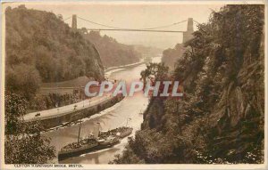 Old Postcard Clifton Suspension Bridge Bristol Boat