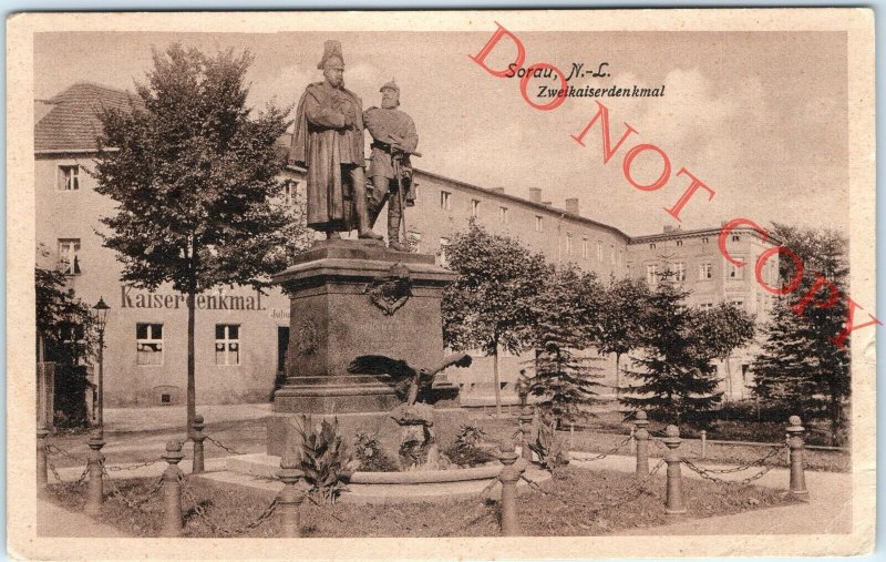 1922 Sorau, Neumark, Prussia Zwei Kaiser Denkmal 2 Emperor Monument Postcard A28