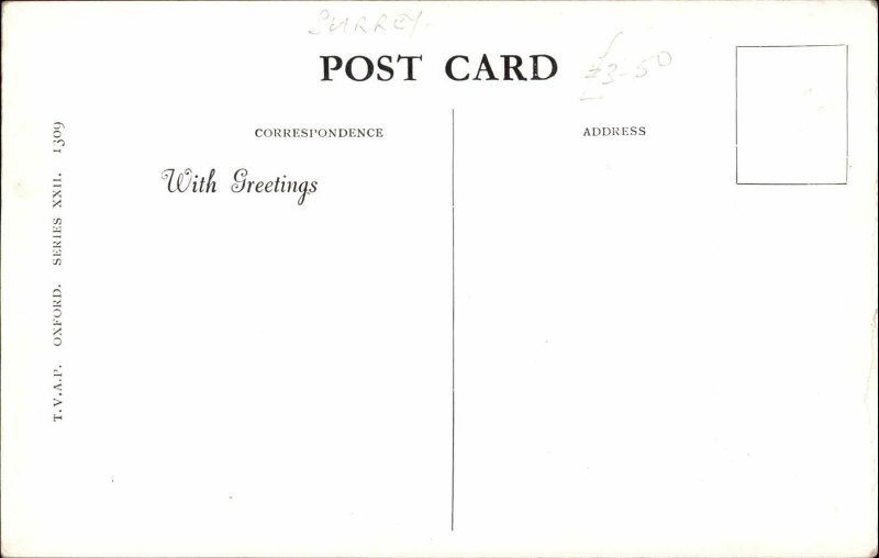 Sunbury Surrey Clock Tower at Intersection 1930-50s Vintage Postcard