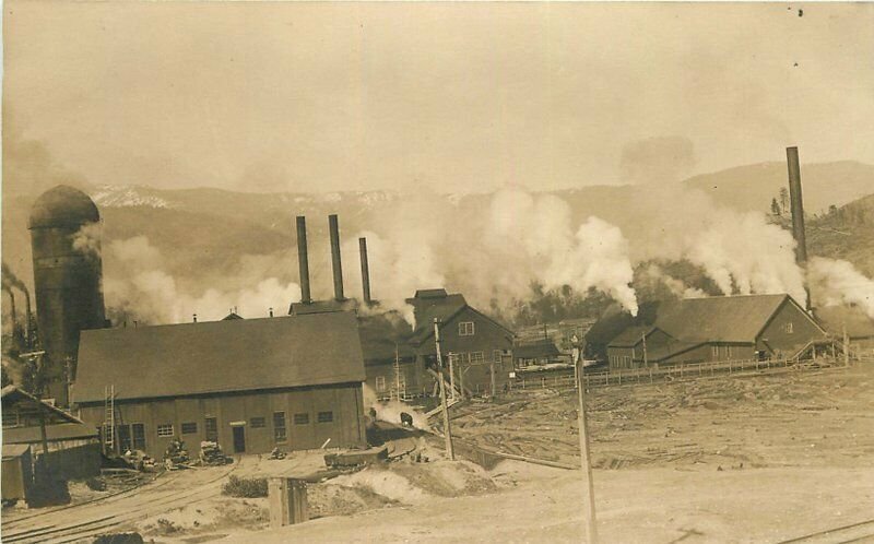 c1910 Ashland Oregon Logging Lumber Industry Mill Railroad Burner RPPC Postcard