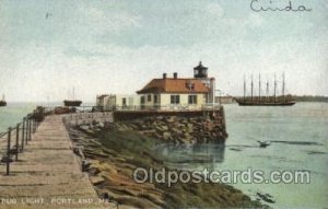 Bug Light, Boston Harbor Maine USA Lighthouse Writing on back light writing o...