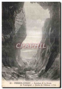 Old Postcard Perros Guirec Interior of the Grotto Trestrignel Cave du Chateau