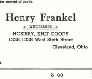 1939 HENRY FRANKEL HOSIERY KNIT GOODS CLEVELAND OH BILLHEAD INVOICE Z2725