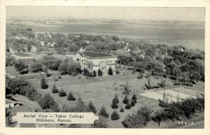 1950s Printed Postcard  Air View Tabor College Hillsboro KS Marion County
