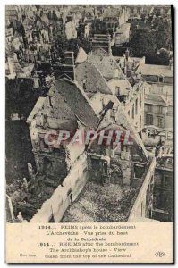 Old Postcard Militaria Reims after the bombing the Archeveche view taken from...